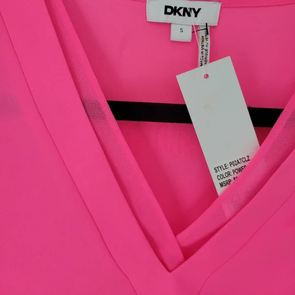 NWT DKNY Hot Pink Top Sz Small - Picture 2 of 8